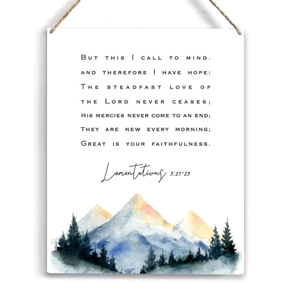 But This I Call to Mind Bible Verse Wood Sign Rustic Lamentations 321-23 Watercolour Christian Wooden Hanging Plaque for Home Wall Art Decoration 8x10 Inch Present