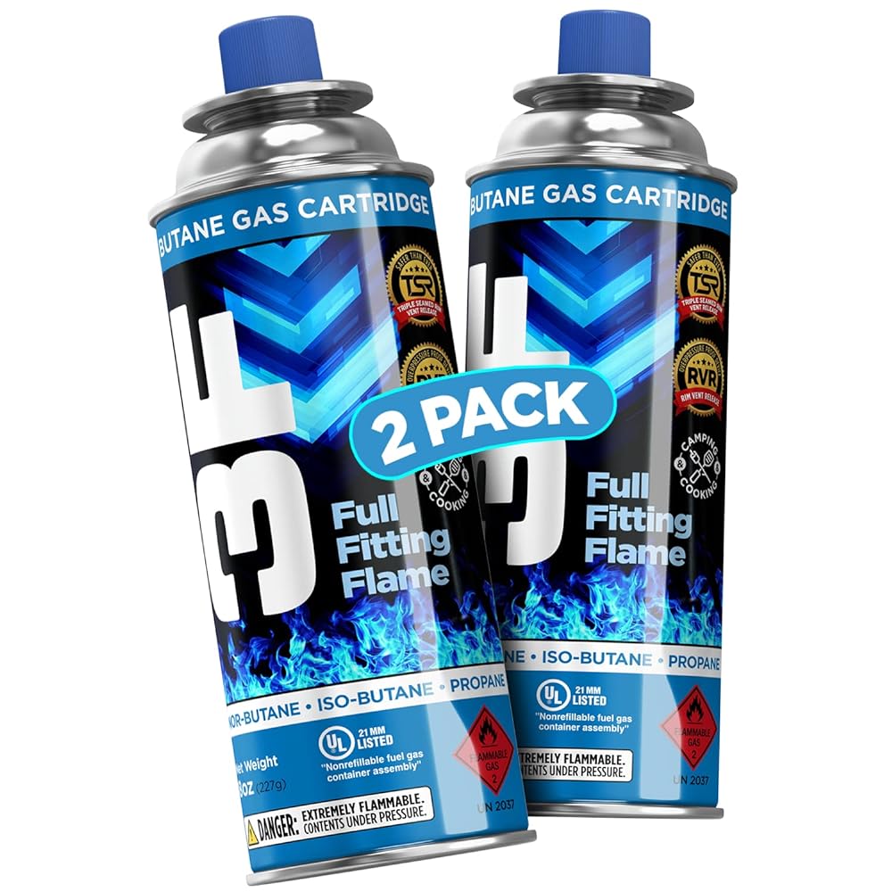 Butane Canister, 8Oz, 2 Pack, For 8Oz Camping Stoves And 8Oz Heads