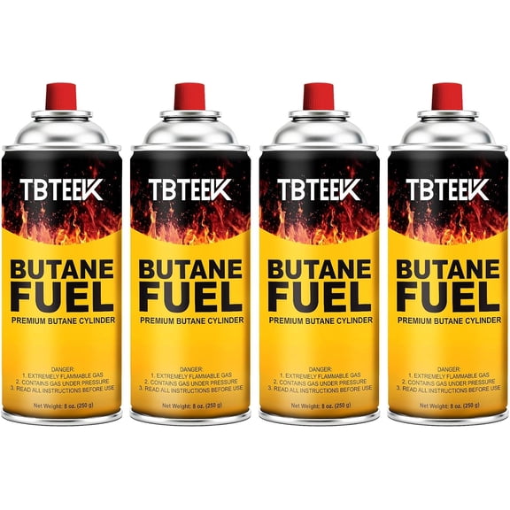Butane Fuel Canister, Butane Gas 8 oz, 4-Pack Premium Pure Refined Butane Gas Refill for Kitchen Torch Head, Camping Stove, Outdoor Cooking, Grilling & Emergency Use