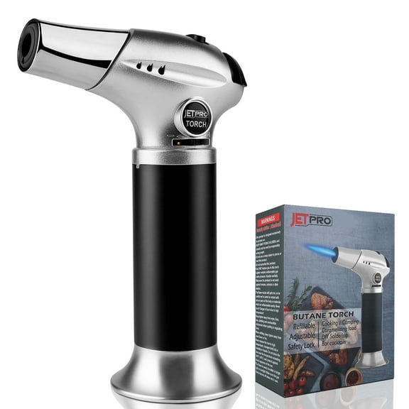 Butane Kitchen Torch Lighter Cooking Refillable Torch with Adjustable Flame (Butane Gas Not Included)