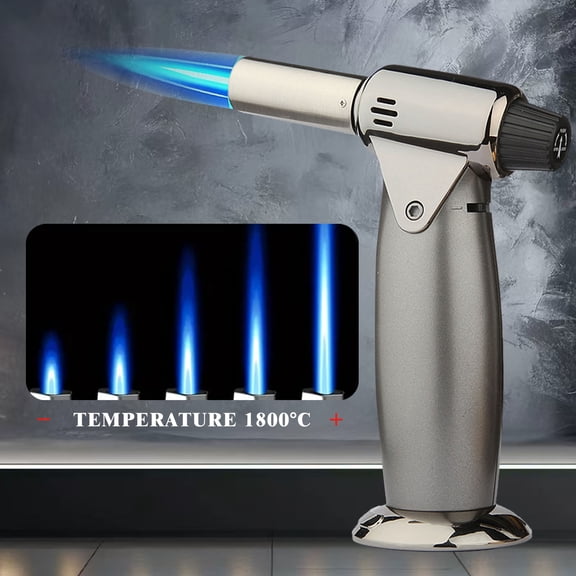 Butane Lighter Adjustable Jet Flame Lighter Torch Lighter, Refillable Outdoor Windproof Kitchen Cooking Torch for Grill BBQ Gas Fireplace Fire(Butane Not Included)