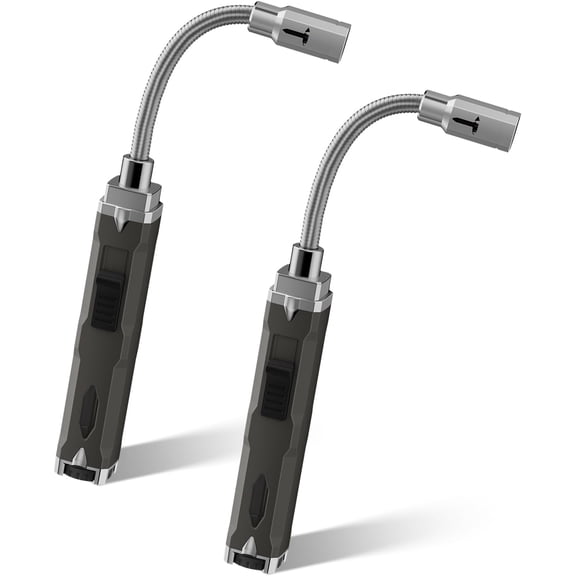 Butane Lighter Long Neck Torch 2 Pack Jet Flame Windproof with Visual Fuel Window Refillable Lighters for Candle Camping Fireplace BBQ(Fuel Not Included)