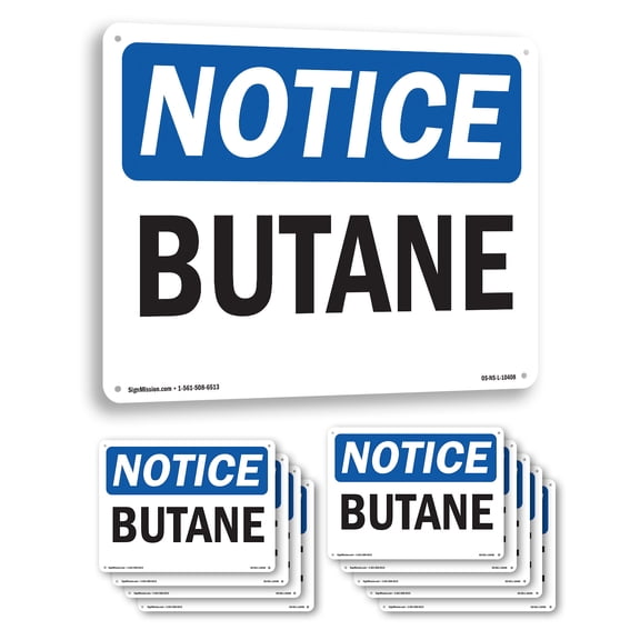 Butane OSHA Notice Aluminum Sign 14 Inch x 10 Inch - 10 Pack