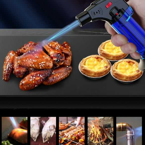Butane Torch Lighter Refillable with Adjustable Flame and Safety Lock for Kitchen Cooking, BBQ, Camping, Candle Lighting