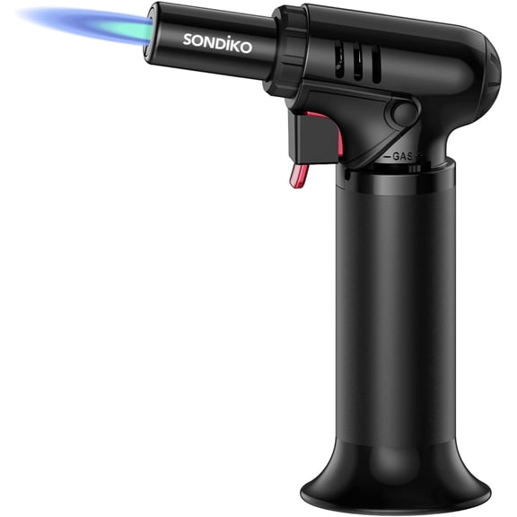 Butane Torch Lighter with Visible Fuel Window, Refillable Soldering Torch with Adjustable Flame for Welding, Resin Art, Industrial(Butane Gas Not Included)