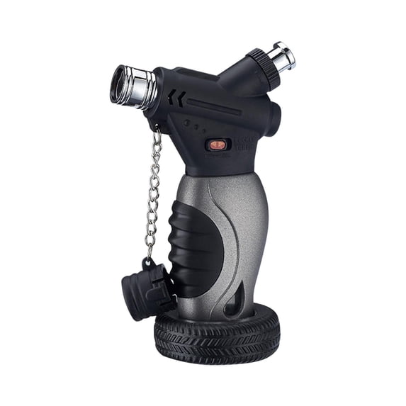 Butane Torch Lighter,Windproof Jet Flame Lighter,Flame Size Adjustment,Fire Lock Switch,Butane Refillable,Suitable for Kitchen, Barbecue,Outdoor(Butane Not Included)(Black)