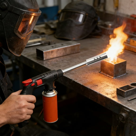 Butane Torch Lighter with Visible Fuel Window, Refillable Soldering Torch with Adjustable Flame for Welding, Resin Art, Industrial