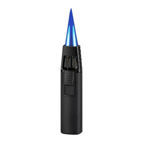 Butane Torch,Mini Torch,Windproof Straight Torch Blue Flame Lighter Butane Torch Turbine Torcher Inflatable Gas Windproof Lighter Refillable Butane Lighter,without Gas(Black)