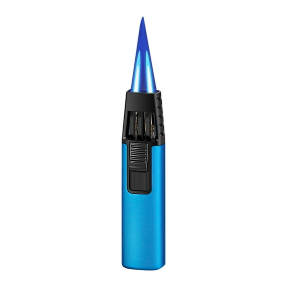 Butane Torch,Mini Torch,Windproof Straight Torch Blue Flame Lighter Butane Torch Turbine Torcher Inflatable Gas Windproof Lighter Refillable Butane Lighter,without Gas(Blue)
