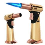 Butane Torch, Premium Double Flame Big Kitchen Torch Lighters with Safety Lock Adjustable Refillable Multipurpose Culinary Blow Torch for Creme Brulee, Baking, BBQ (Butane Gas Not Included)