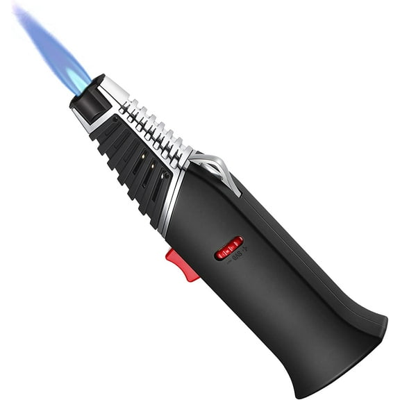 Butane Torch, Refillable Kitchen Torch Lighter 180° Rotatable Adjustable Culinary Torch Blow Torch with Safety Lock for Camping Baking Fireplace (Butane Gas Not Included)