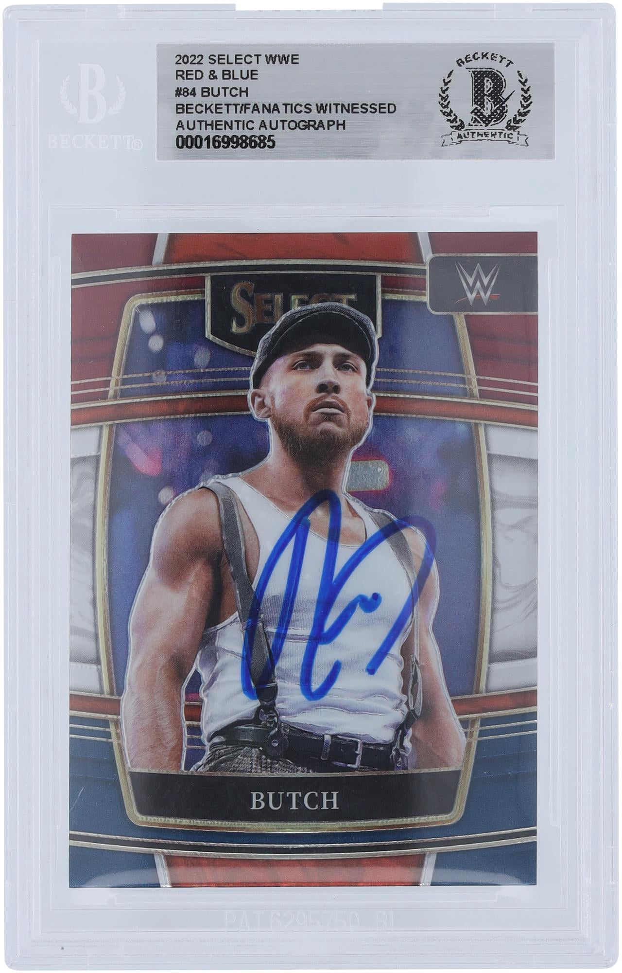 Butch Reed Rookie Card Butch WWE Autographed 2022 Panini Select Red & Blue #84 Beckett ...
