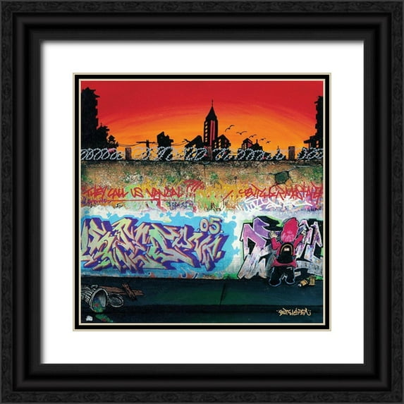 Butch and Pea 12x12 Black Ornate Wood Framed with Double Matting Museum Art Print Titled - Coucher de soleil