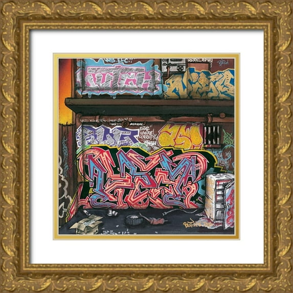 Butch and Pea 12x12 Gold Ornate Wood Framed with Double Matting Museum Art Print Titled - In ze Back