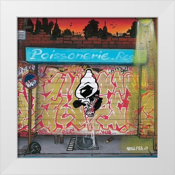 Butch and Pea 12x12 White Modern Wood Framed Museum Art Print Titled - Poissonnerie Regis