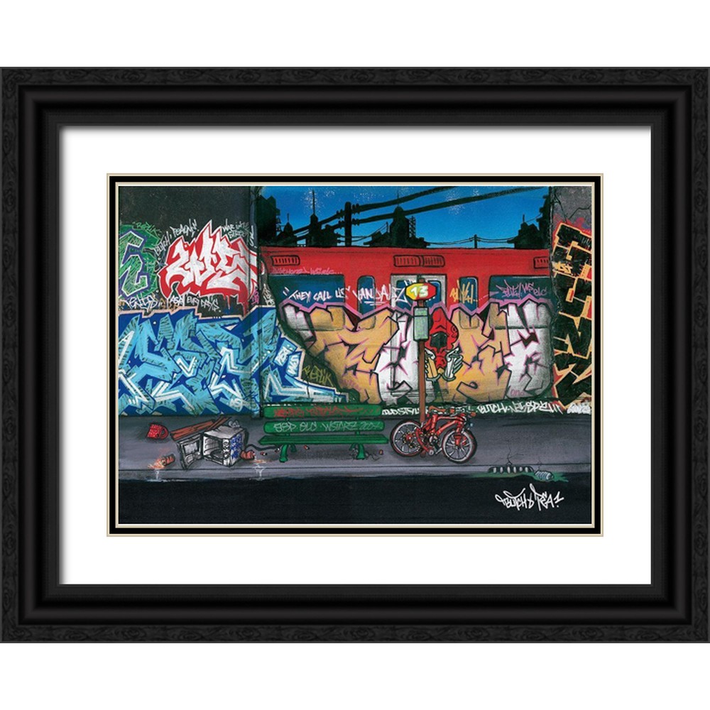 Butch and Pea 32x24 Black Ornate Wood Framed with Double Matting