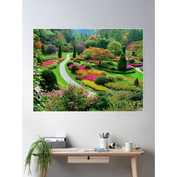 Butchart Gardens, Victoria, Canada, In Autumn Poster Wall Art, Modern Wall Decor For Living Room Bedroom, 8x12 UNFRAMED