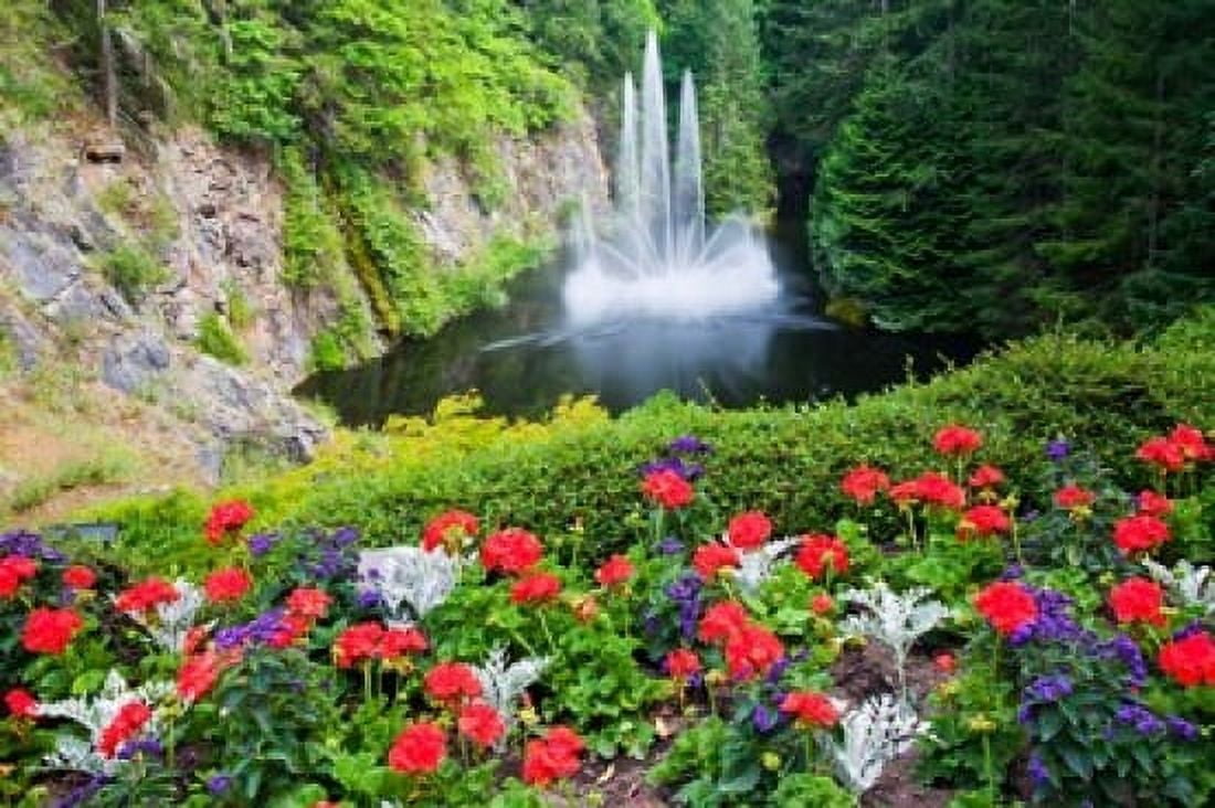 Butchart Gardens Water Fall Victoria British Columbia Canada Canvas Art - Terry Eggers DanitaDelimont (29 x 19)