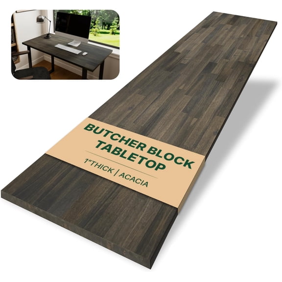 Butcher Block Counter Top, Solid Wood Mocha Table Top for DIY Washer Dryer, Island, Kitchen, Durable and Sturdy Acacia Countertop, 1" Thickness, 30" W x 48" L