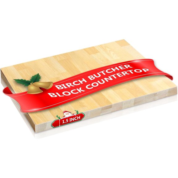 Butcher Block Countertop, Solid Wood Table Top-1.5ft Unfinished Large Wood Cutting Board, Birch Counter Slab Cut to Size for DIY Desktop/Washer Counter/Kitchen Island/Bakery Worktable 18"x25"x1.5"