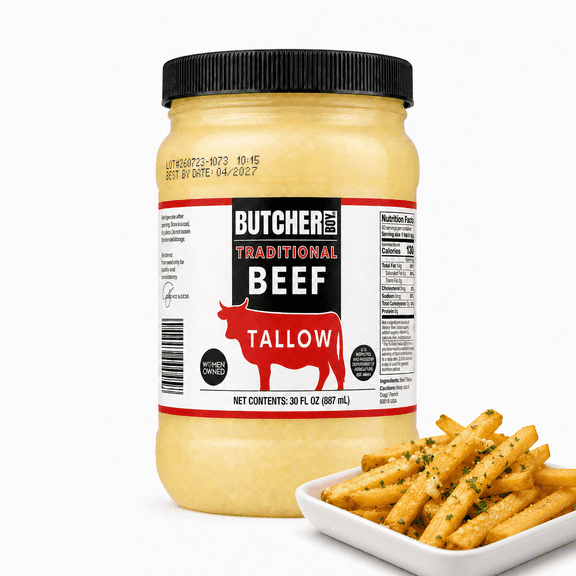 Butcher Boy | 100% USA Beef Tallow for Cooking, 30oz | Tallow for Cooking, Beef Tallow for Deep Frying, Beef Tallow Food Grade for Cooking, Baking, Skincare.