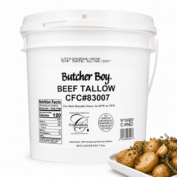 Butcher Boy | 100% USA Beef Tallow for Cooking, 7lb | Tallow for Cooking, Beef Tallow for Deep Frying, Beef Tallow Food Grade for Cooking, Baking, Skincare.