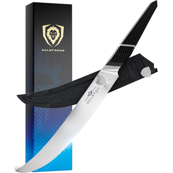 Butcher & Breaking Knife - 10" - American Forged BD1N-VX Hyper Steel - Carbon Fibre G10 Hybrid Handle - Leather Sheath