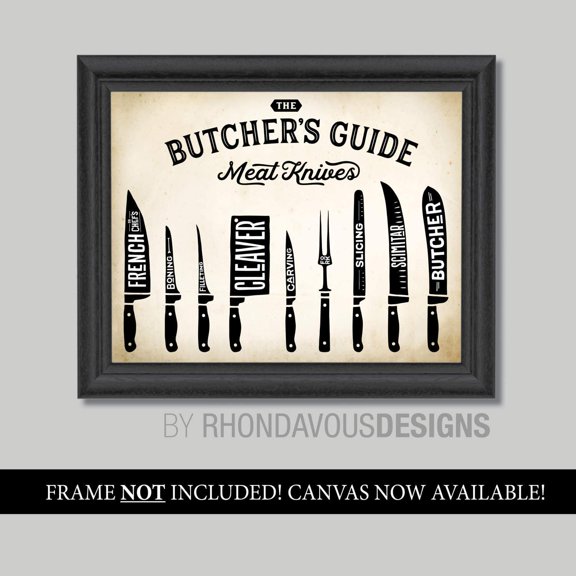 Butcher Chart Poster Kitchen Wall Art Farmhouse Decor , Poster Print Only