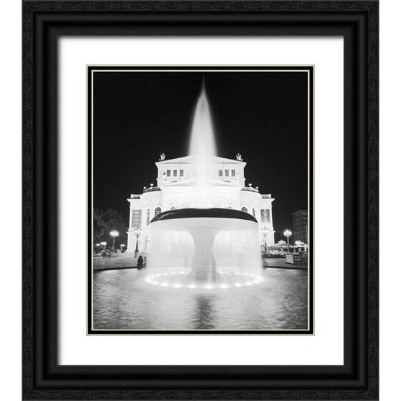 Butcher, Dave 15x17 Black Ornate Wood Framed with Double Matting Museum Art Print Titled - Frankfurt Alte Oper at Night