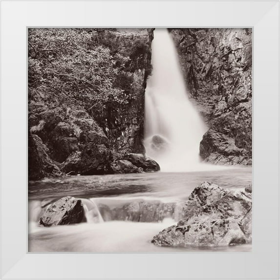 Butcher, Dave 26x26 White Modern Wood Framed Museum Art Print Titled - Ling Cove Falls-Lake District-England