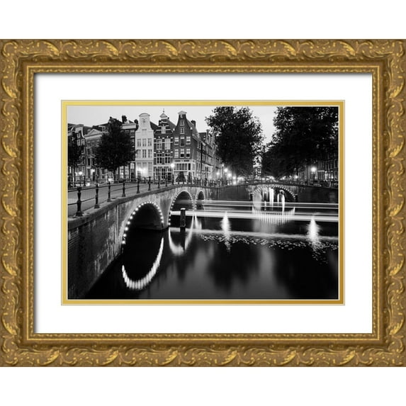Butcher, Dave 32x24 Gold Ornate Wood Framed with Double Matting Museum Art Print Titled - Amsterdam Keizersgracht