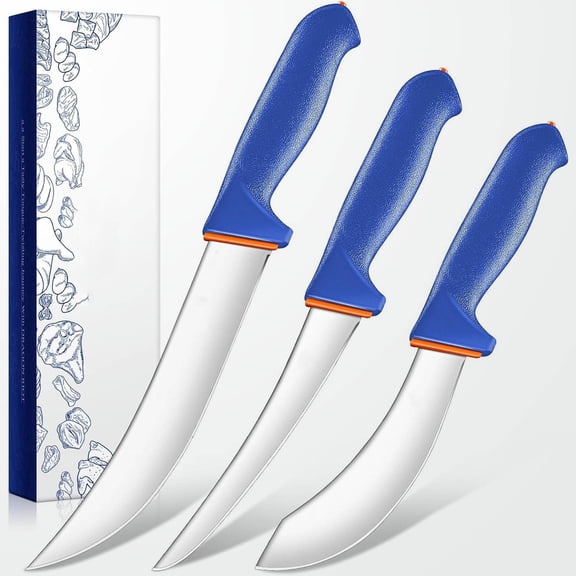 Butcher Knives Set, Meat Processing Knife Set for Brisket Trimming with German Stainless Steel and Non-slip Handle