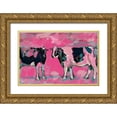 thumbnail image 1 of Butcher, Sarah 14x11 Gold Ornate Wood Framed with Double Matting Museum Art Print Titled - Pink Cows 1, 1 of 4