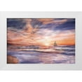 thumbnail image 1 of Butcher, Sarah 14x11 White Modern Wood Framed Museum Art Print Titled - Sunset Sailboat, 1 of 4