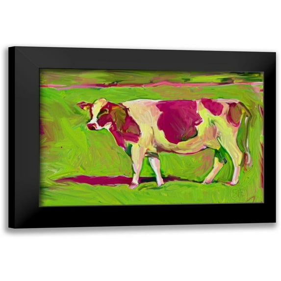 Butcher, Sarah 24x17 Black Modern Framed Museum Art Print Titled - Pink Cow 2