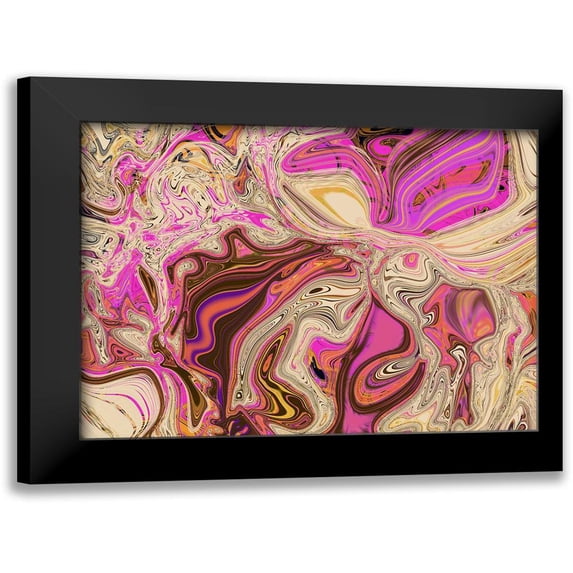 Butcher, Sarah 24x19 Black Modern Framed Museum Art Print Titled - Pink and Tan Paint Pour