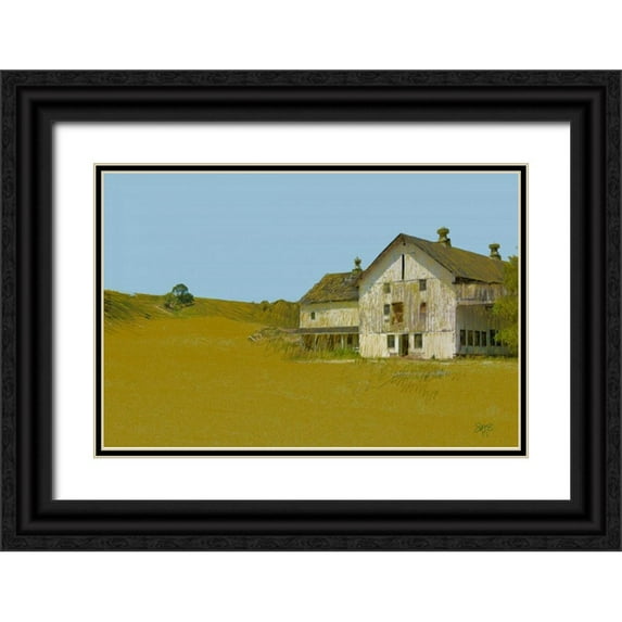 Butcher, Sarah 32x23 Black Ornate Wood Framed with Double Matting Museum Art Print Titled - Barn With Blue Sky