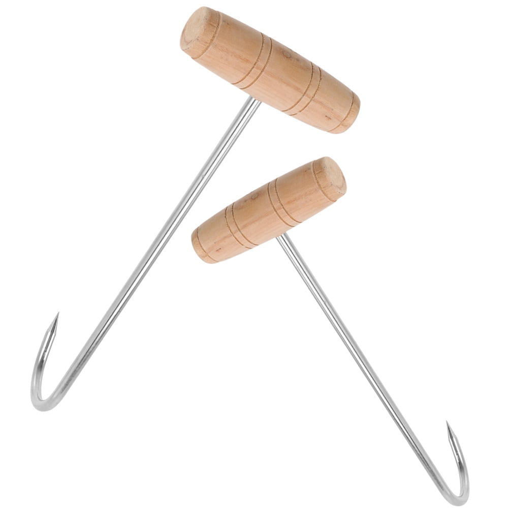 Butcher Shop Supplies Gambrel 2 Pcs Thook Wooden Handle Hooks for