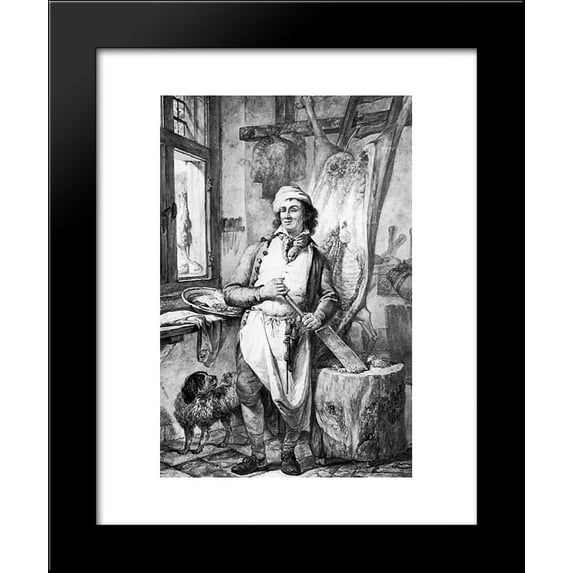 Butcher in his shop 20x24 Framed Art Print by Abraham van Strij