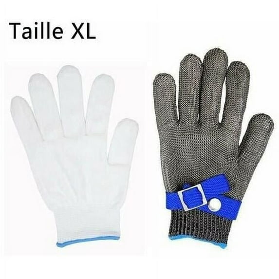 Butcher's Gloves in Resistant Stainless Steel Chainmail High Performance Cut Level 5 Protection Size Xl-Xxl (Not a Pair) DOPA
