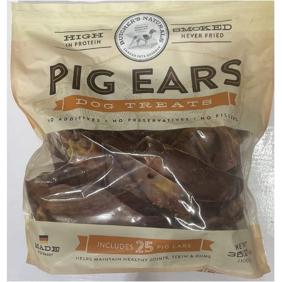 Butcher's Naturals Dog Treat Pig Ear Smoked Never Fried No Fillers No Additives No Corn No Soy, 35.27 oz