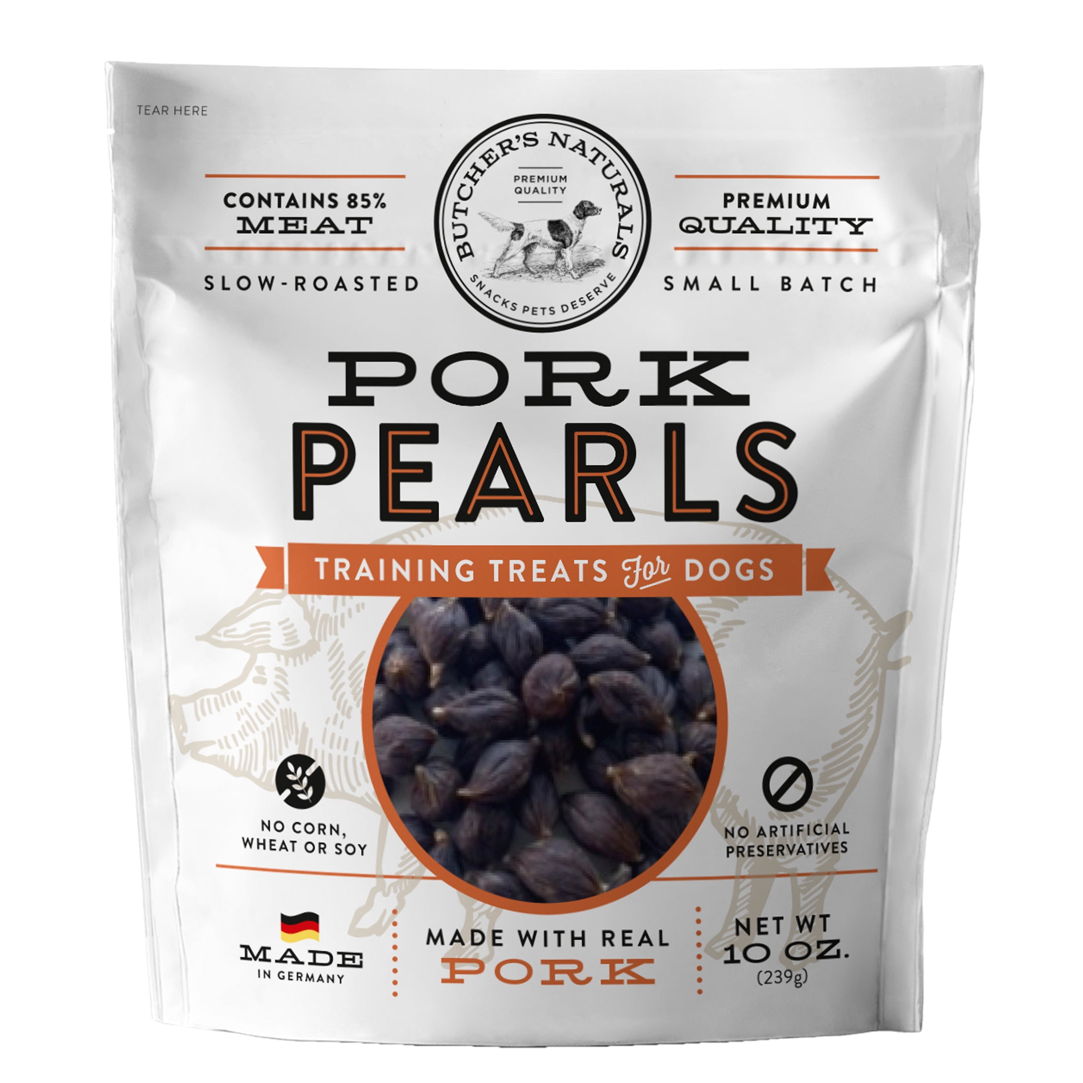 Butcher's Naturals Dry Pork Pearls Training Treats for Dogs, 10 oz