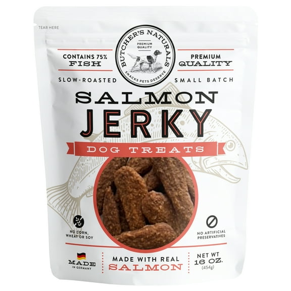 Butcher's Naturals Salmon Flavor Jerky Treats for Dogs, 16 oz