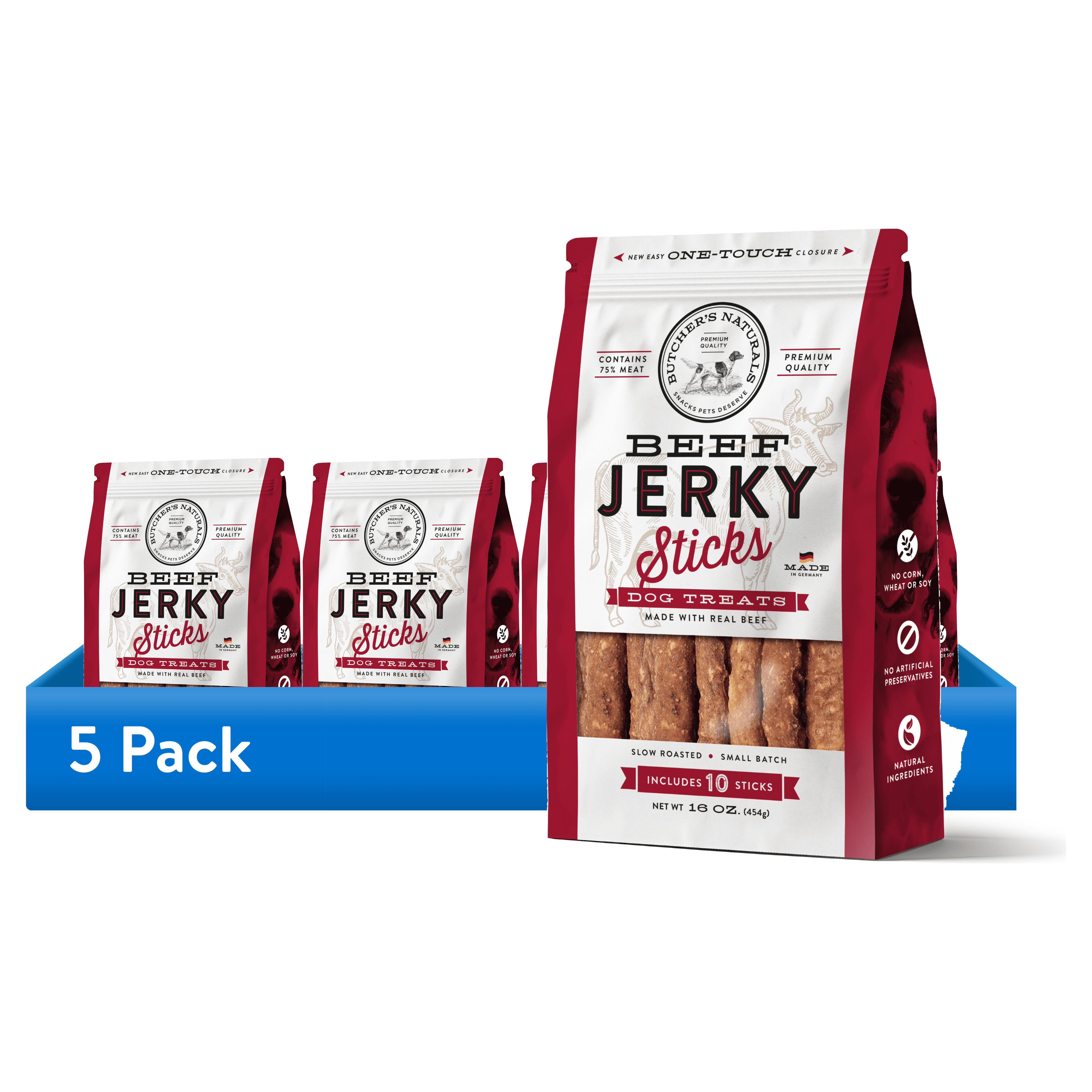 (5 pack) Butchers Naturals Beef Flavor Jerky Sticks, Treats for Dogs, 16 oz Bag