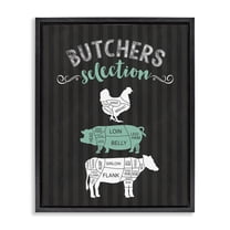 Butchers Selection Black & Green Black Framed Floater Canvas Wall Art, design by Lettered and Lined