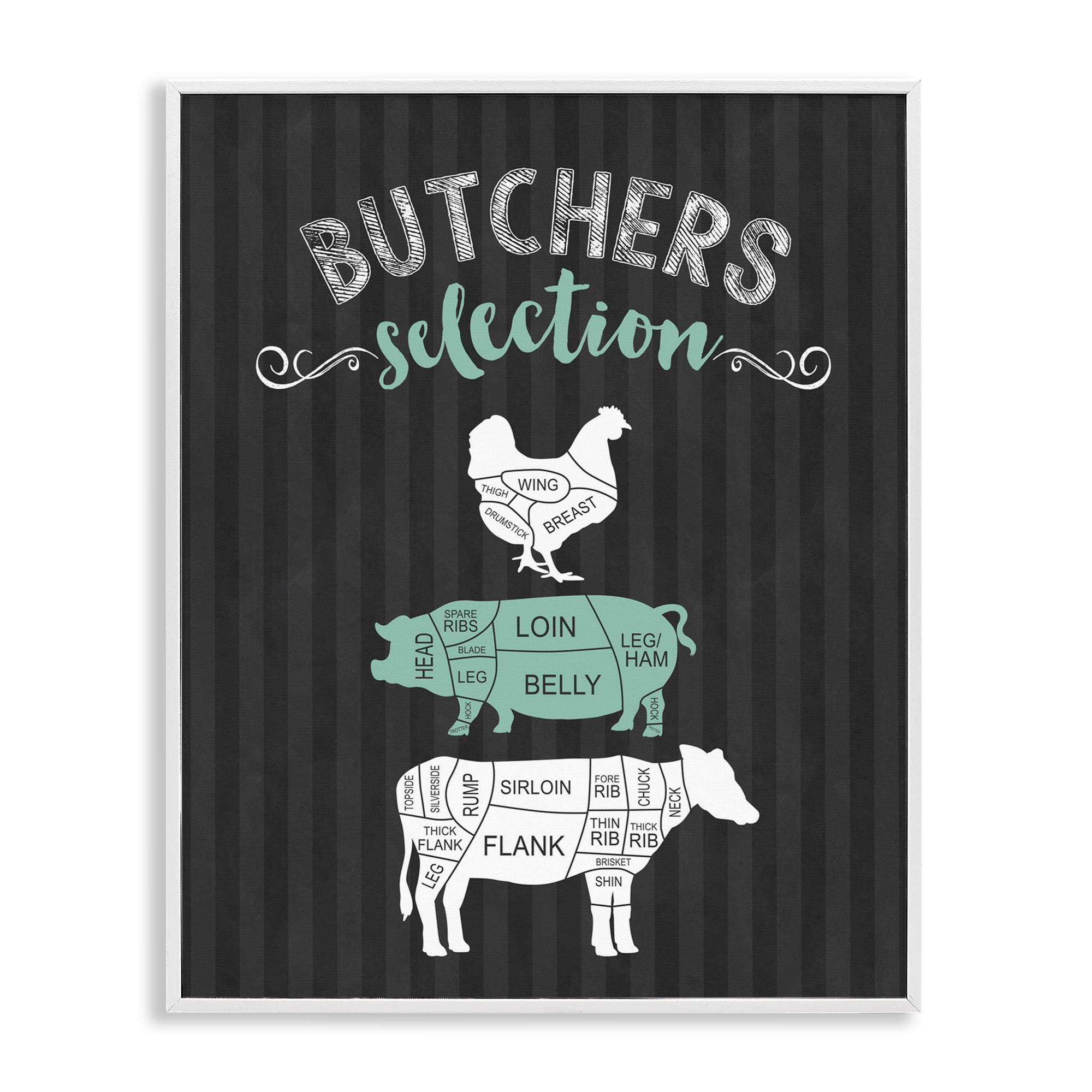 Butchers Selection Black & Green White Framed Giclee Art, design by Lettered and Lined