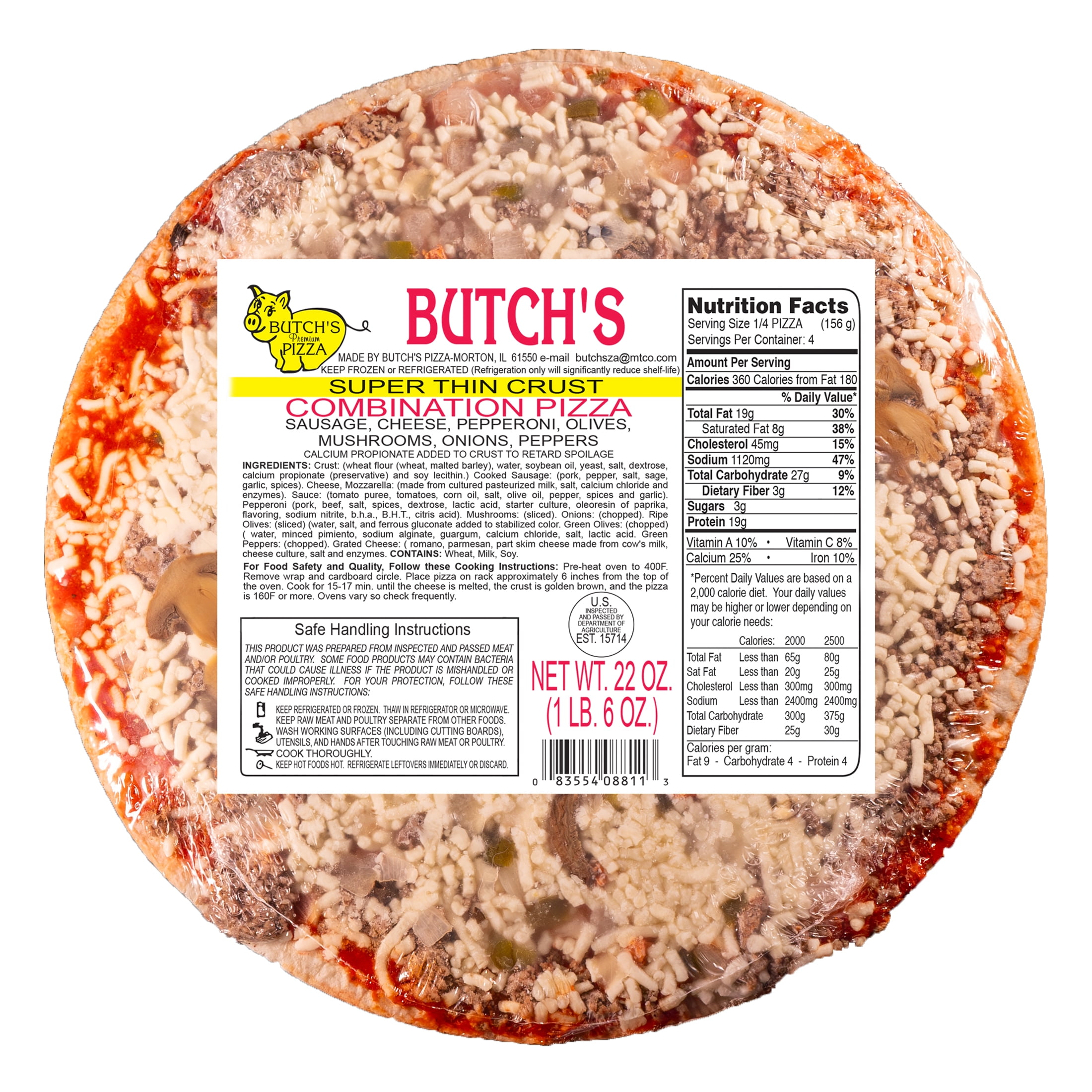Butchs Thin Crust Supreme Frozen Pizza 22oz