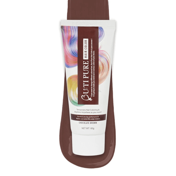 Butipure Hair Color Temporary 1-Day Hair Color Chocolate Brown Semi Permanent No Ammonia 60g