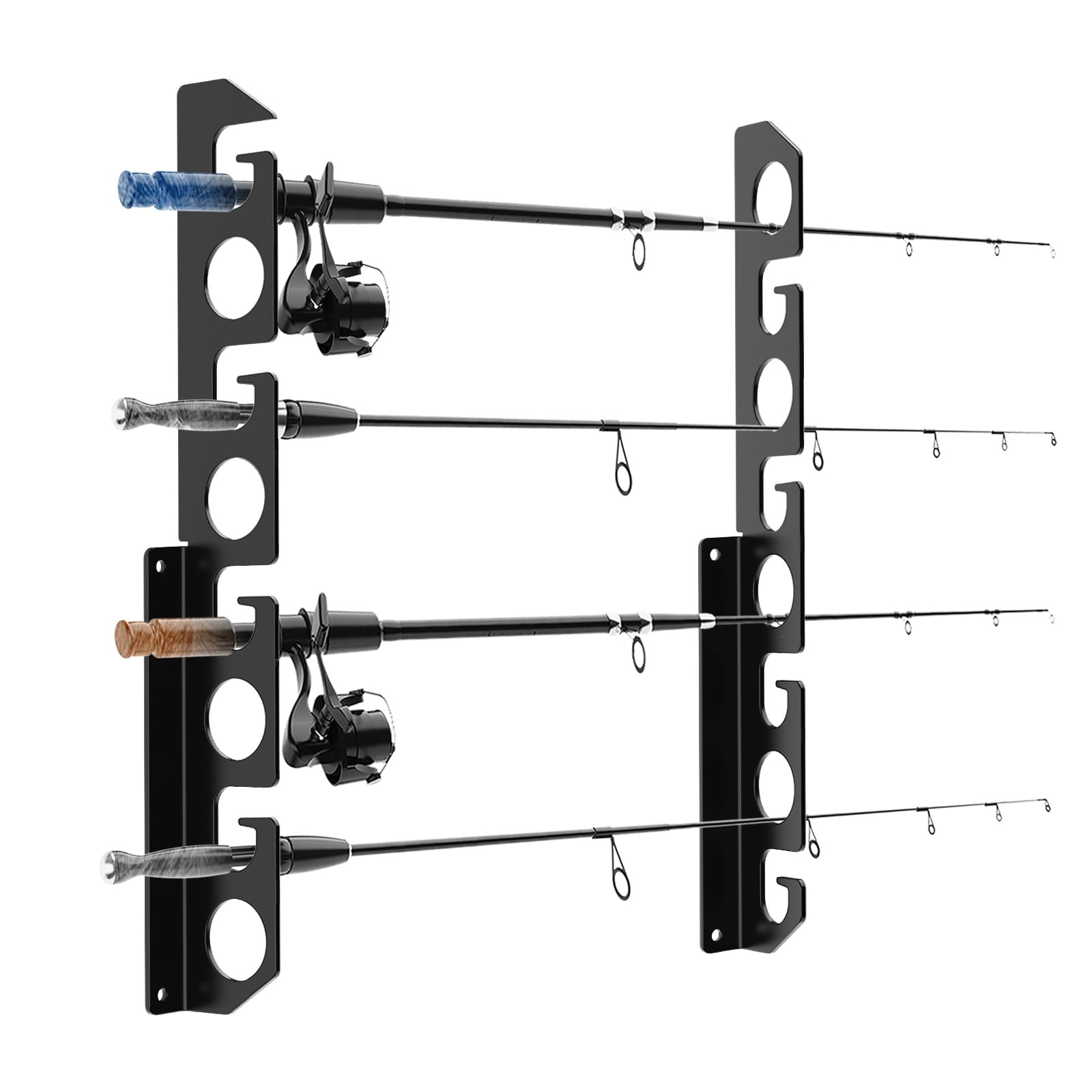 Black Steel Wall Mounted Multi-Use Fishing Rod Rack
