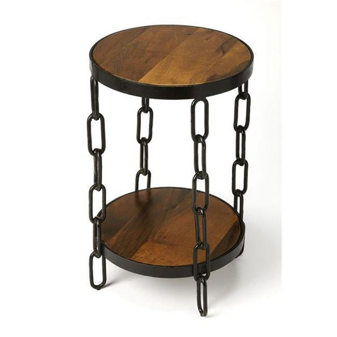 Butler 5287330 Alice Wood & Metal End Table, Medium Brown - 24 x 15 in.